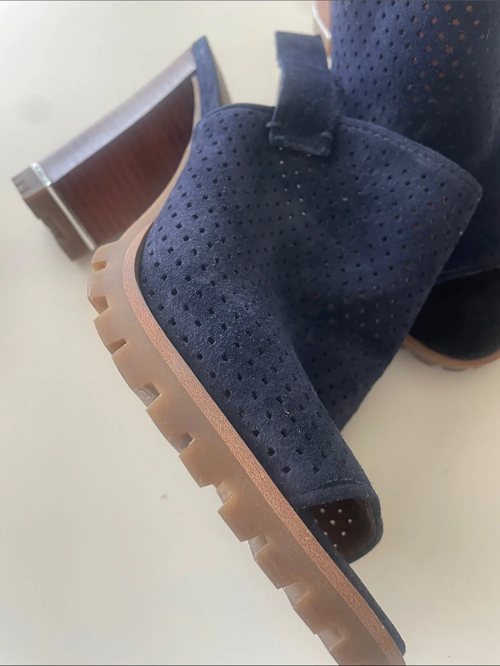 Franco Sarto Navy Suede Perforated Slingback Sandals